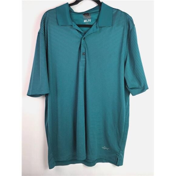 Greg Norman ML75 Polo Shirt Men's XL Green Striped Short Sleeve Stretch - Picture 2 of 8